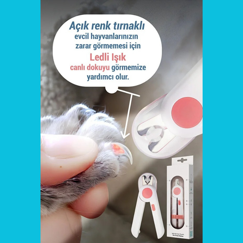 LED Işıklı Profesyonel Evcil Hayvan Tırnak Makası