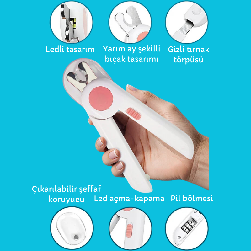 LED Işıklı Profesyonel Evcil Hayvan Tırnak Makası